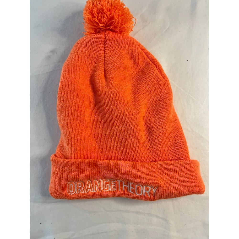 Orange Theory Knitted‎ Beanie Hat Puff OrangeTheory Fitness Orange